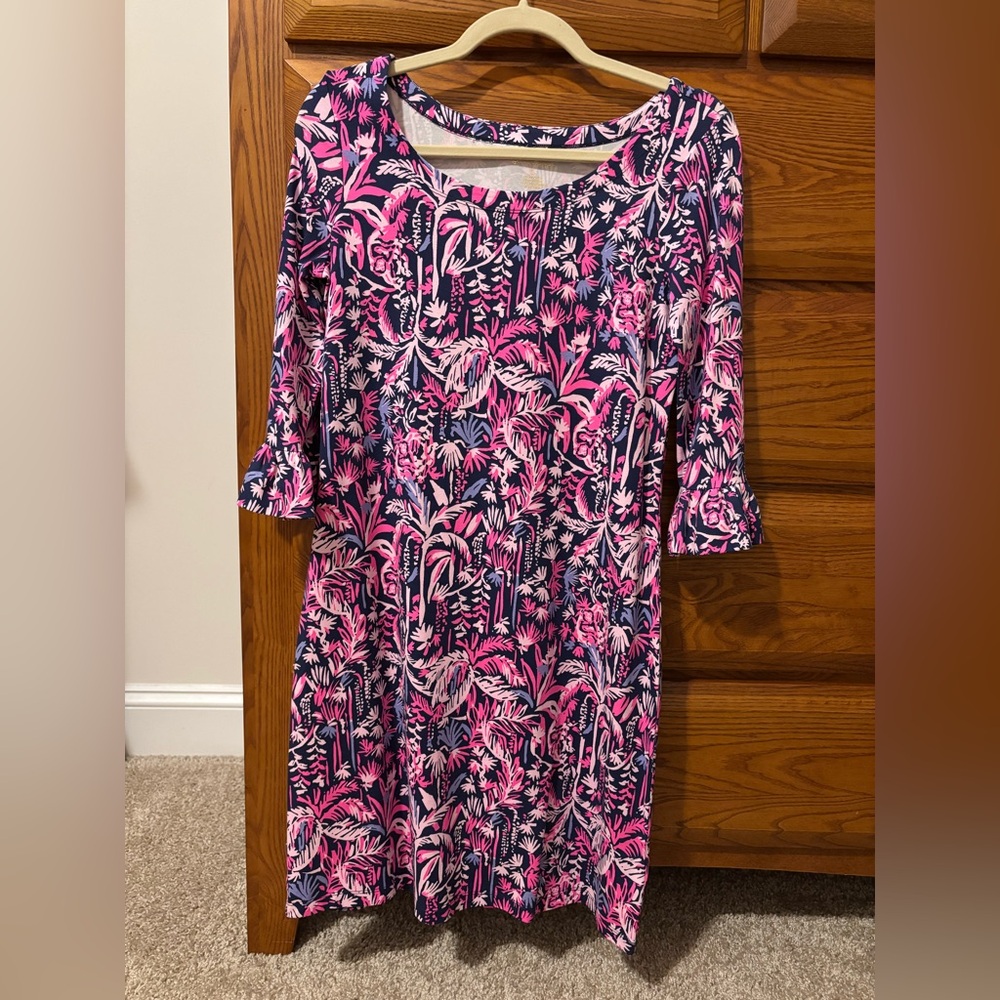 Lilly Pulitzer Sophie Ruffle Dress Bright Navy Swing Of Things, Size Small